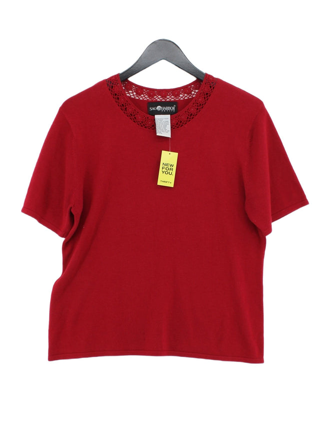 Sag Harbor Women's Jumper M Red Acrylic with Cotton