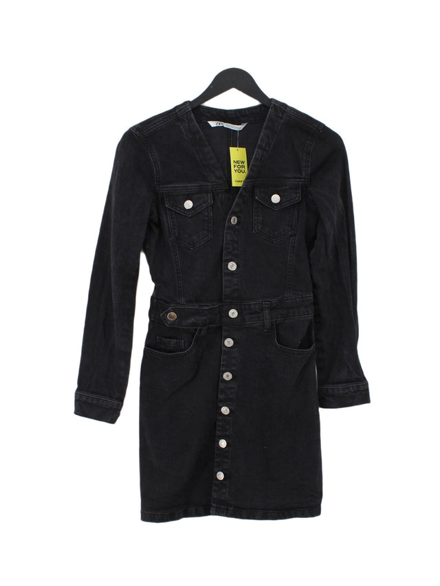 Zara Women's Midi Dress XS Black Cotton with Elastane
