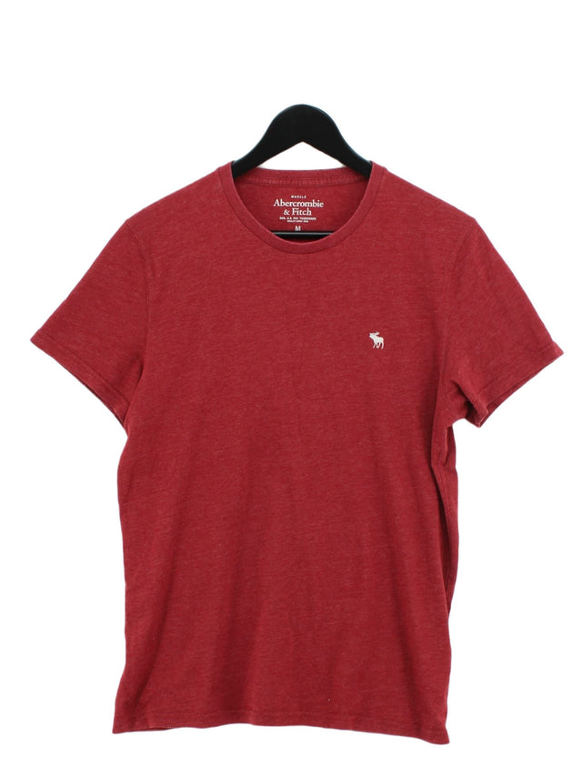 Abercrombie & Fitch Men's T-Shirt M Red Cotton with Polyester
