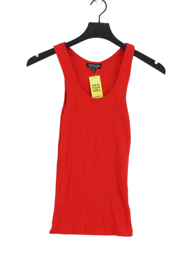 Topshop Women's T-Shirt UK 6 Red 100% Cotton