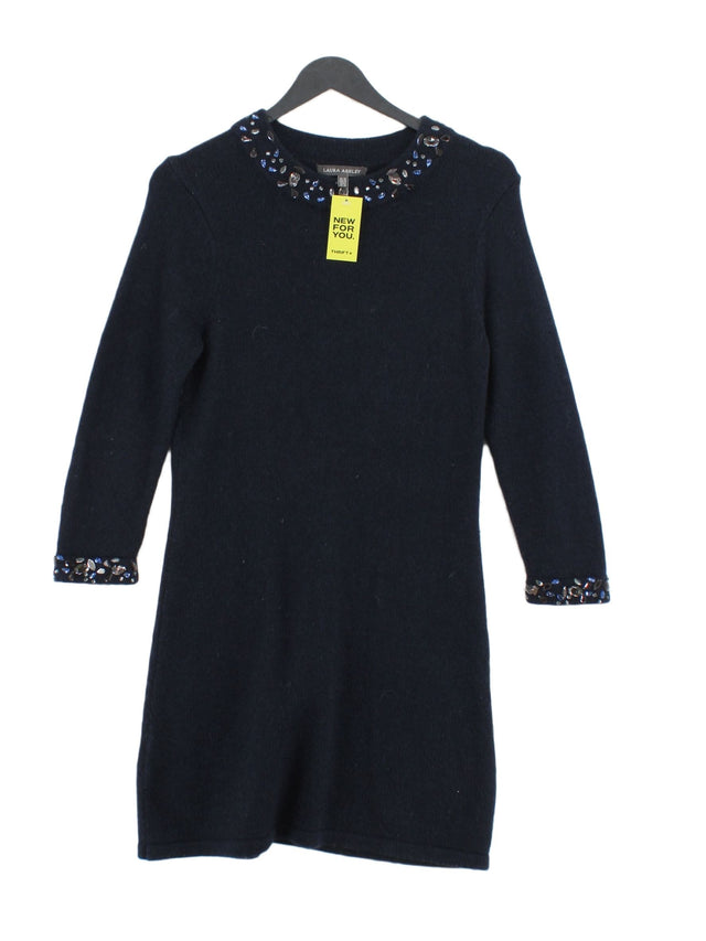 Laura Ashley Women's Midi Dress UK 10 Blue Wool with Cashmere, Cotton