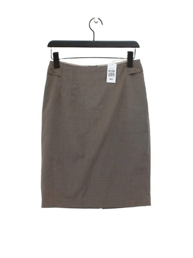 Next Women's Midi Skirt UK 10 Brown Polyester with Elastane, Viscose