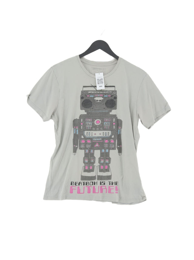 New Look Women's T-Shirt L Grey 100% Cotton