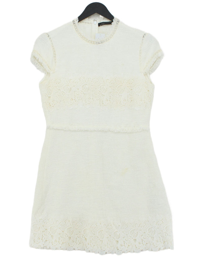 Zara Women's Midi Dress M Cream Cotton with Polyester