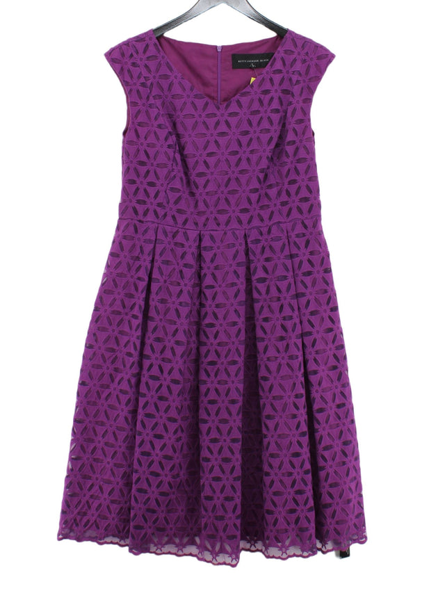 Betty Jackson Women's Midi Dress UK 14 Purple Cotton with Polyamide, Polyester