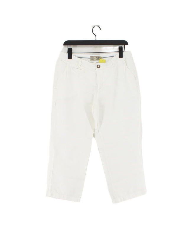 FatFace Women's Trousers UK 14 White 100% Linen