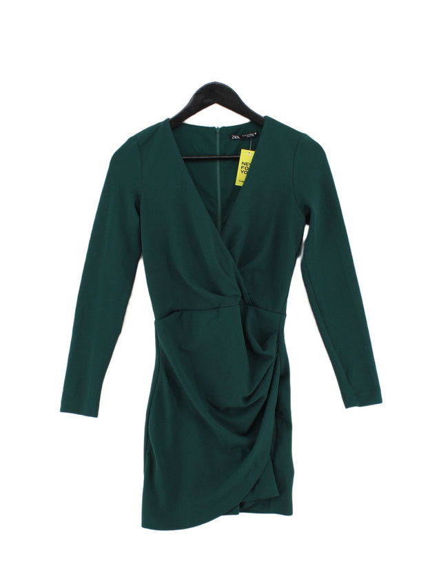 Zara Women's Midi Dress XS Green Polyester with Elastane