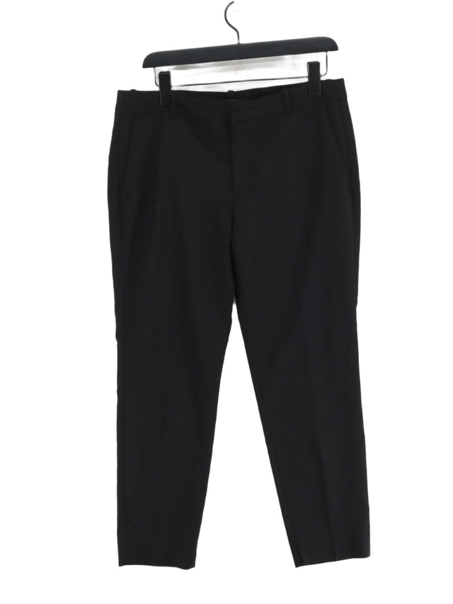 Zara Women's Suit Trousers L Black Polyester with Cotton, Elastane