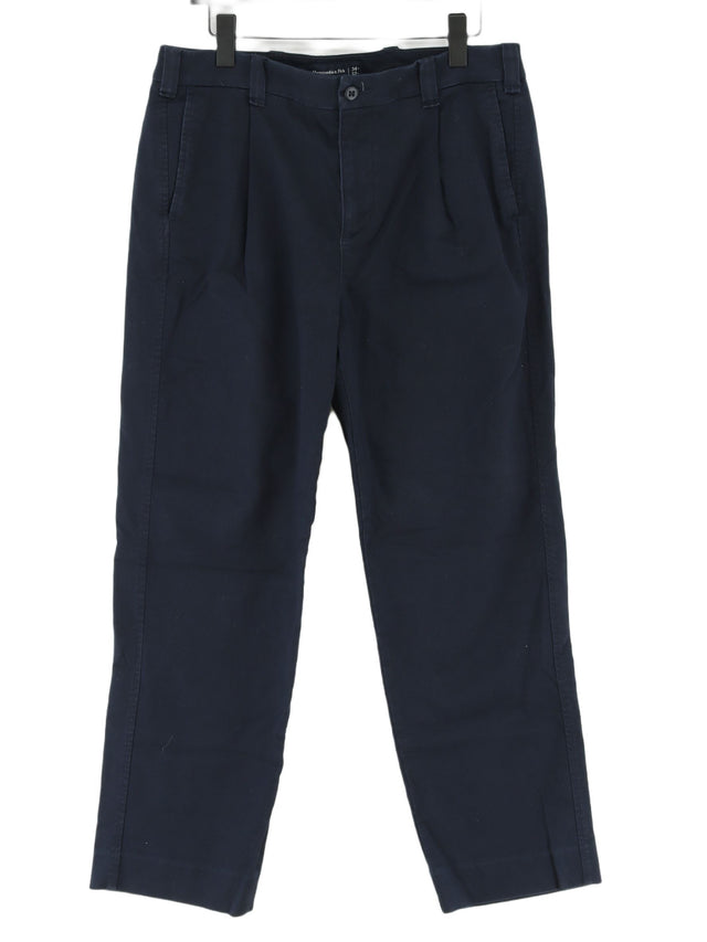 Abercrombie & Fitch Men's Trousers W 34 in Blue Cotton with Elastane