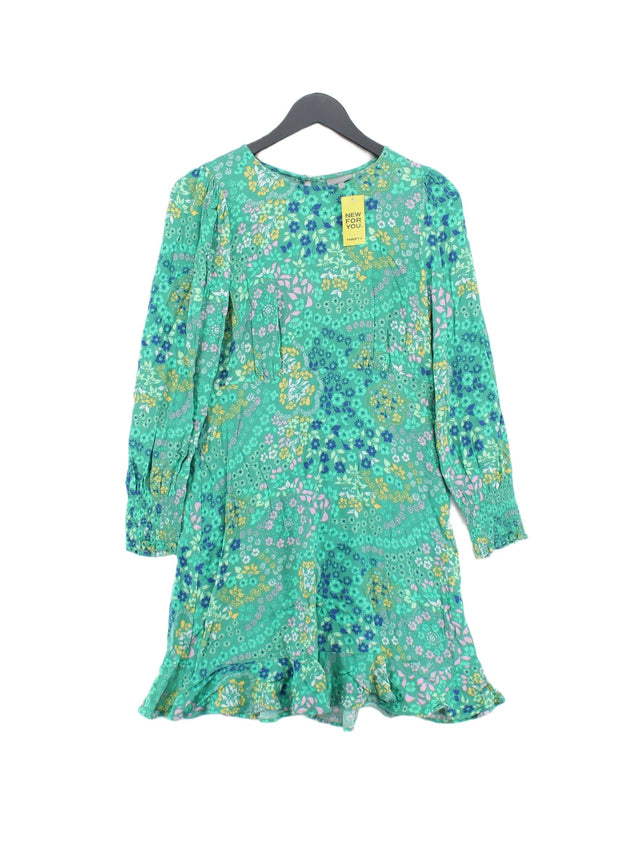 Oliver Bonas Women's Midi Dress UK 12 Green 100% Viscose
