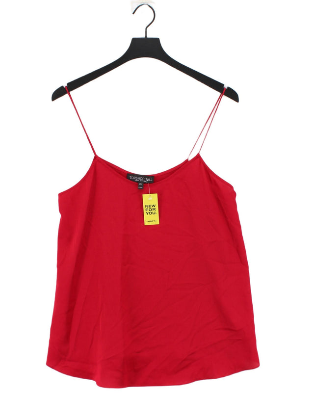 Topshop Women's Top UK 12 Red 100% Polyester