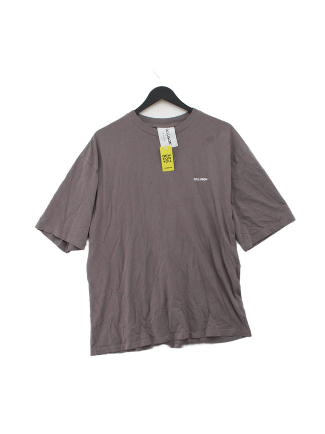 Collusion Men's T-Shirt S Grey Cotton with Elastane