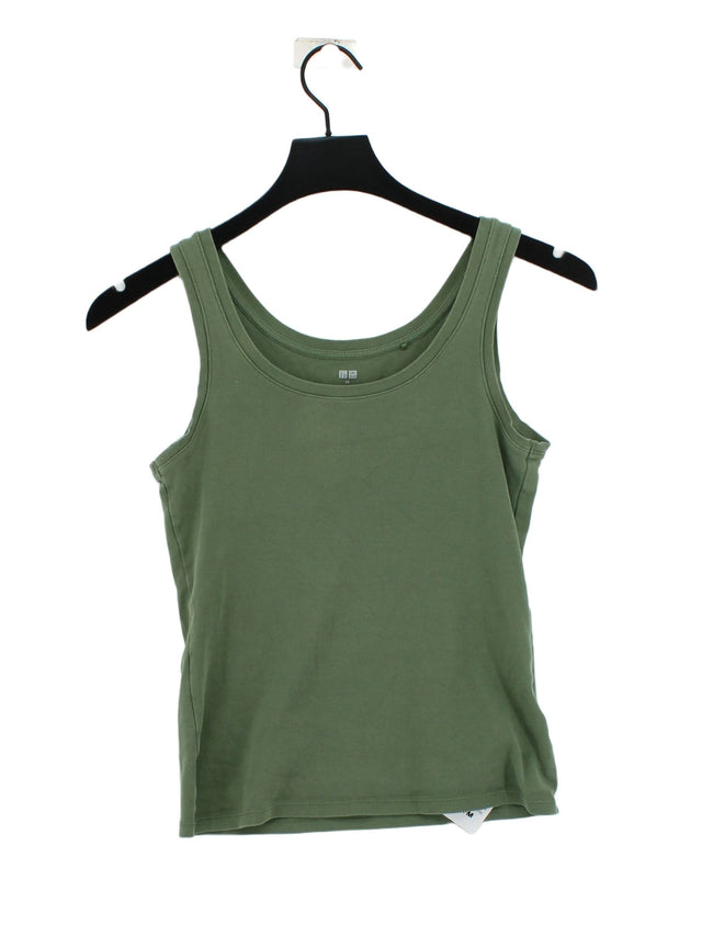 Uniqlo Women's T-Shirt XS Green Cotton with Elastane