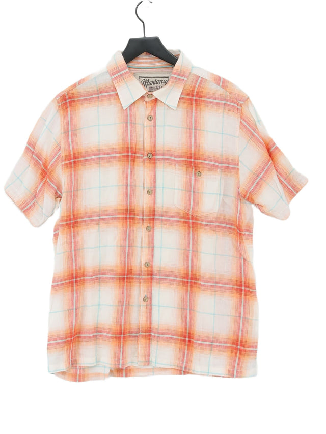 Mantaray Men's Shirt XL Orange 100% Linen