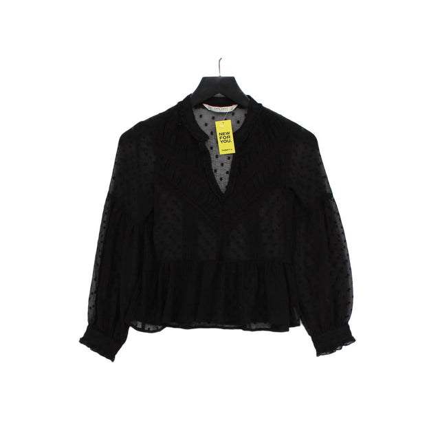 Zara Basic Women's Blouse XS Black Cotton with Polyester