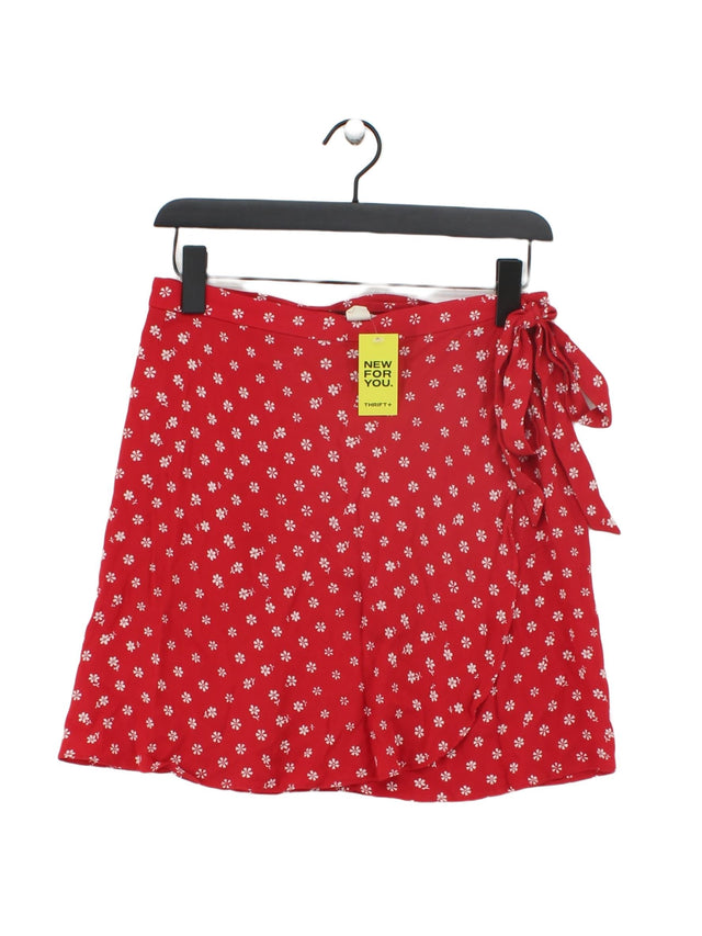 Madewell Women's Midi Skirt W 30 in Red 100% Viscose