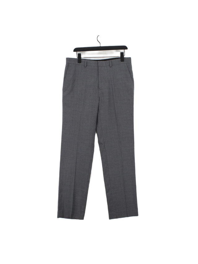 Burton Men's Suit Trousers W 34 in; L 34 in Grey Polyester with Viscose