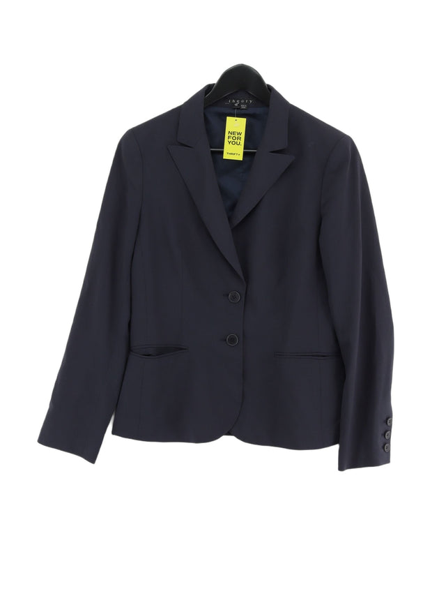 Theory Women's Blazer UK 10 Blue Wool with Polyester, Spandex