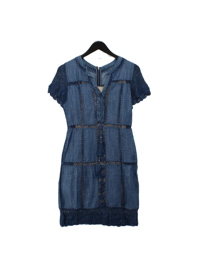 Alice + Olivia Women's Midi Dress UK 6 Blue Cotton with Elastane, Viscose