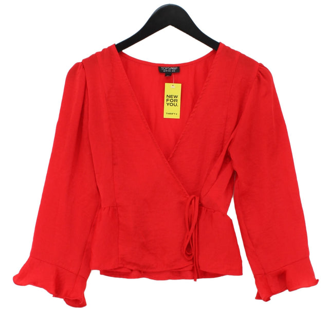 Topshop Women's Top UK 10 Red 100% Polyester