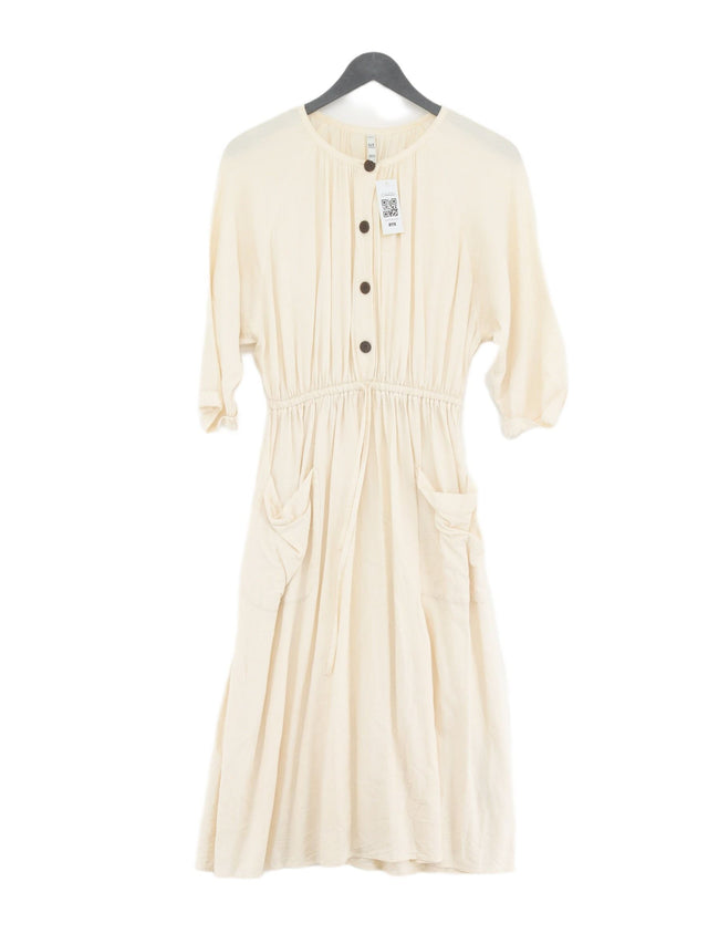 Zara Women's Maxi Dress XS Cream Viscose with Linen