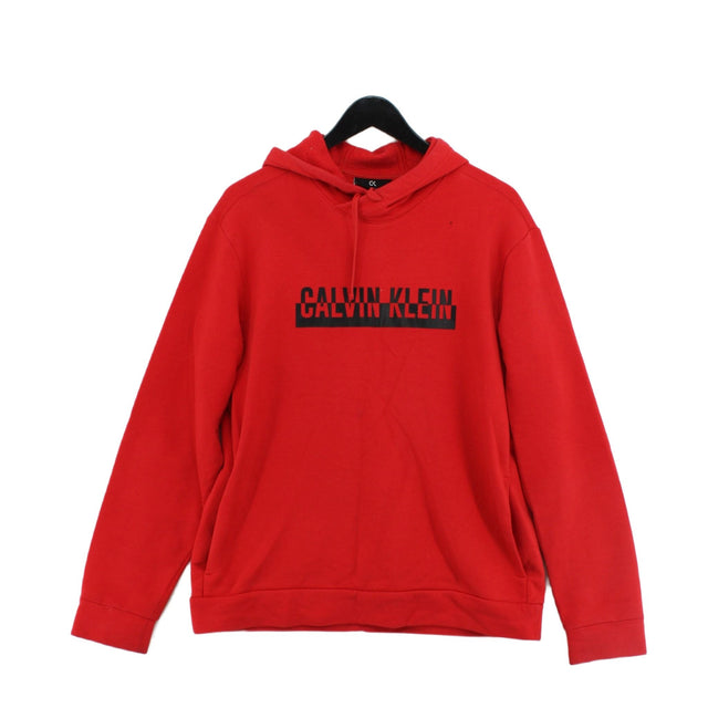 Calvin Klein Men's Hoodie L Red Cotton with Polyester