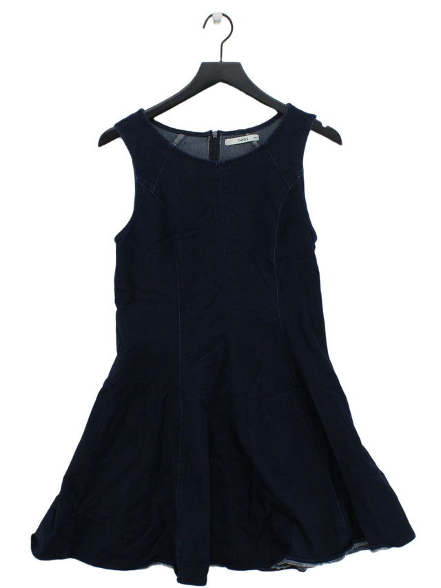 Oasis Women's Midi Dress UK 14 Blue Cotton with Elastane, Polyester, Viscose