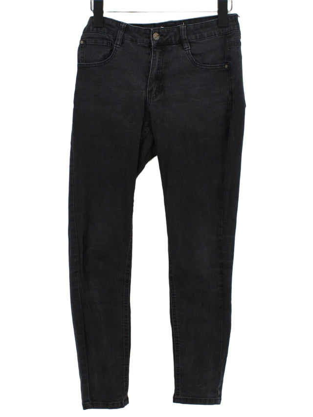 Pull&Bear Women's Jeans W 28 in Black Polyester with Cotton, Elastane, Viscose