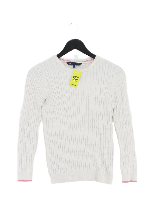Crew Clothing Women's Jumper UK 8 White Cotton with Cashmere