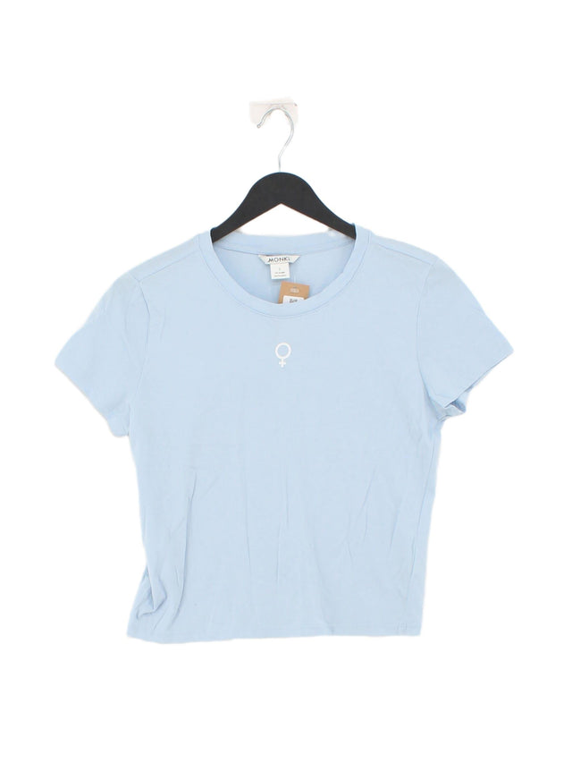 Monki Women's T-Shirt S Blue 100% Cotton