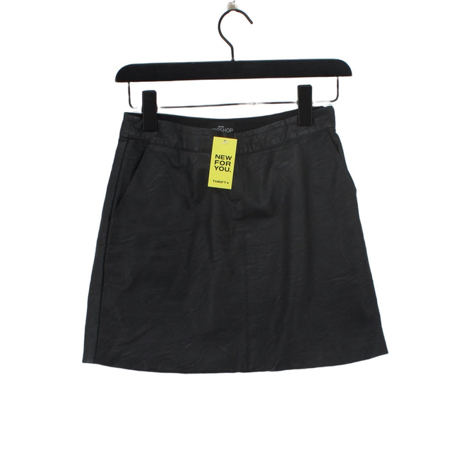 Topshop Women's Mini Skirt UK 6 Black Polyester with Cotton