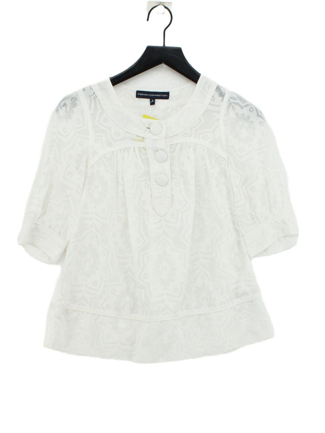 French Connection Women's Top UK 6 White 100% Polyester