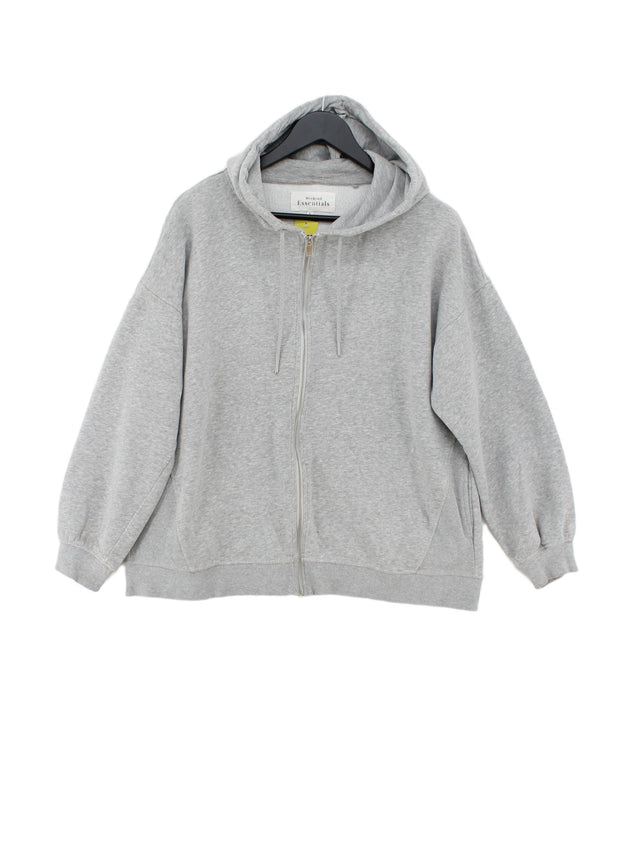 Essentials Women's Hoodie L Grey Polyester with Cotton, Viscose