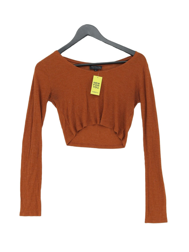 Topshop Women's Top UK 8 Brown Viscose with Polyester