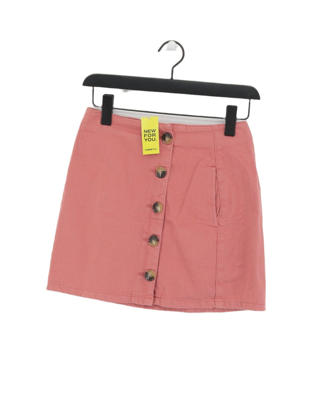 Topshop Women's Midi Skirt UK 8 Pink 100% Cotton