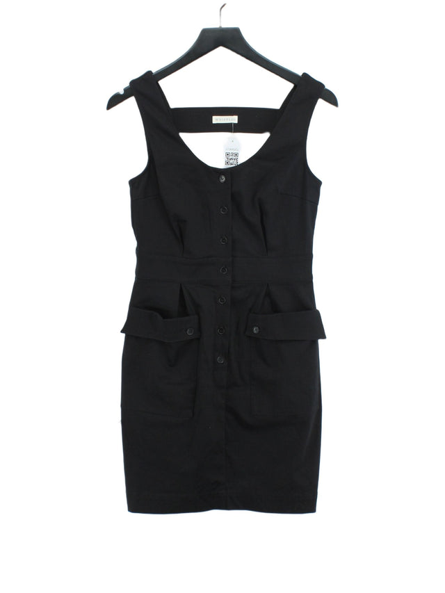 Whistles Women's Midi Dress UK 10 Black Cotton with Elastane