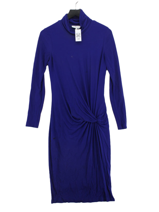 Reiss Women's Midi Dress UK 10 Blue 100% Viscose