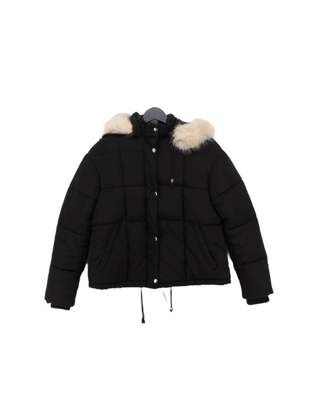 Topshop Women's Coat UK 10 Black Polyester with Acrylic, Lyocell Modal