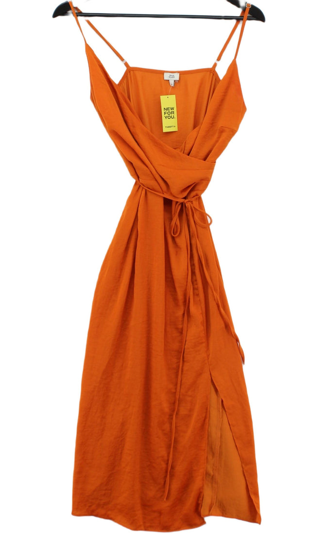 River Island Women's Midi Dress UK 8 Orange 100% Polyester