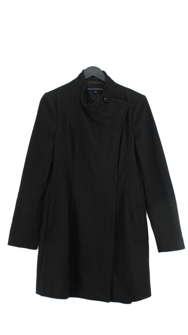 French Connection Women's Coat UK 12 Black Wool with Cashmere, Other, Polyamide