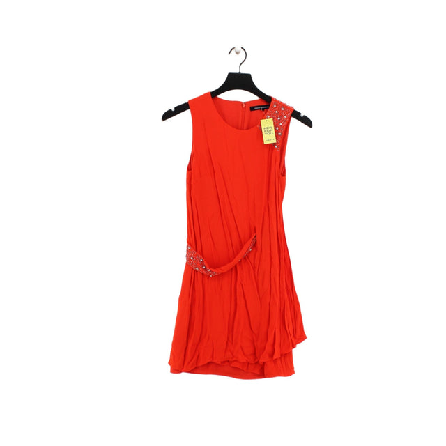 French Connection Women's Midi Dress UK 6 Orange Viscose with Polyester