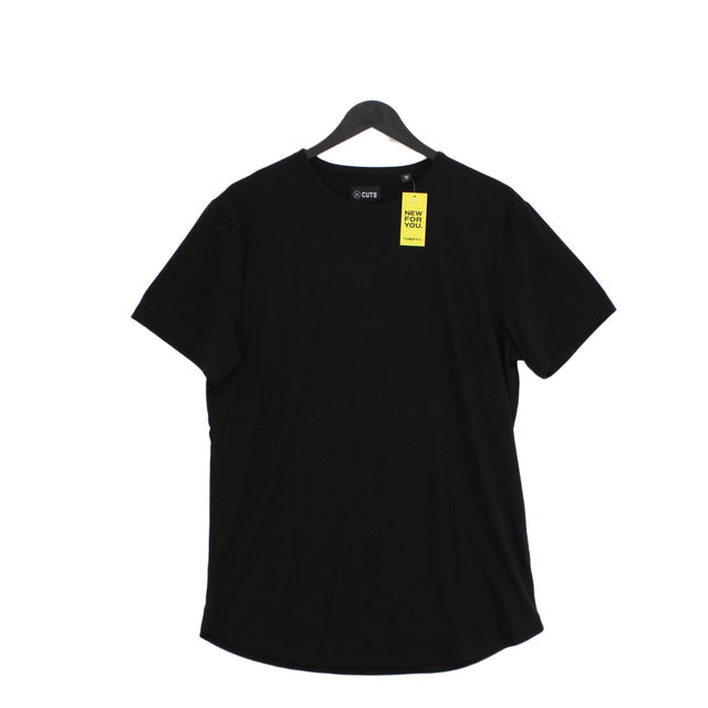CUTS Men's T-Shirt L Black Cotton with Polyester, Spandex