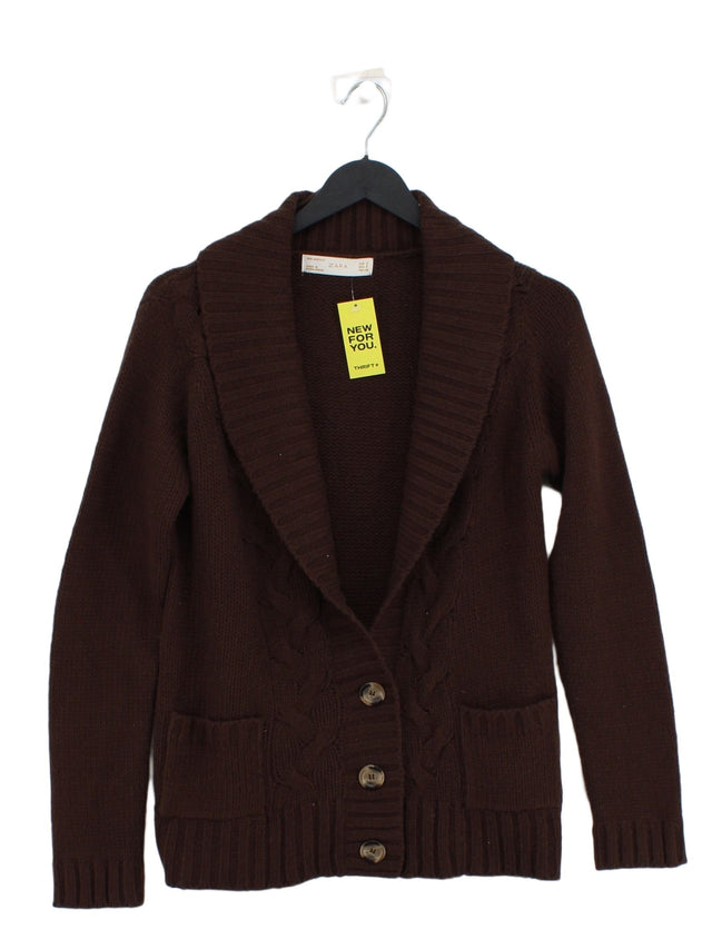 Zara Women's Cardigan S Brown 100% Acrylic