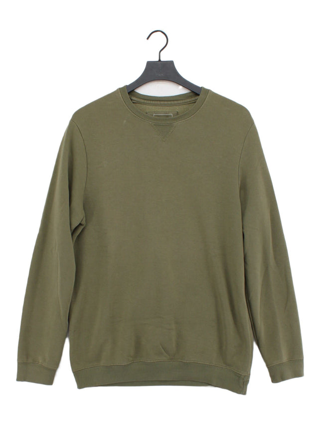 Pull&Bear Men's Hoodie M Green Cotton with Elastane