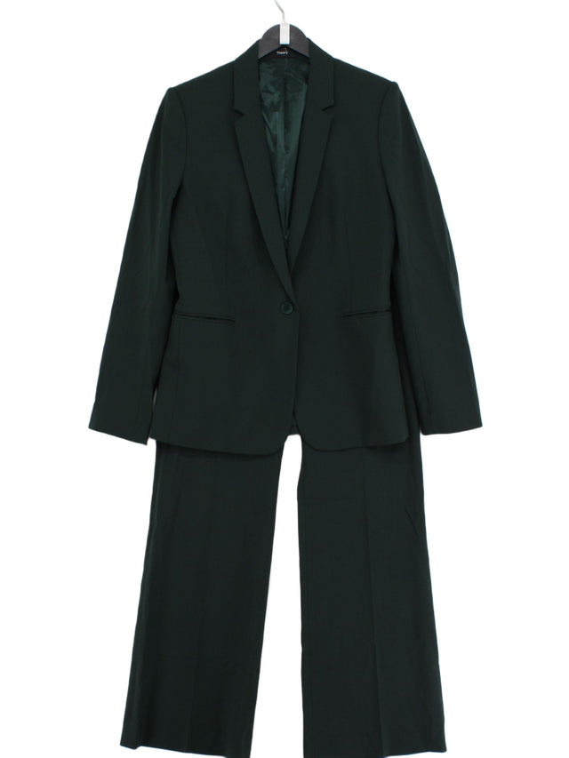 Theory Women's Two Piece Suit UK 10 Green Wool with Cotton, Polyester, Spandex