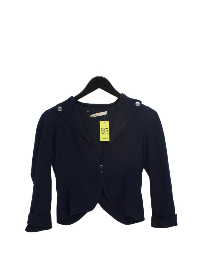 Karen Millen Women's Blazer UK 10 Blue Wool with Elastane, Polyamide