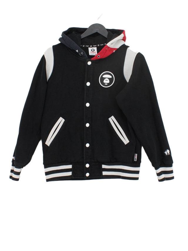 A Bathing Ape Men's Hoodie S Black Cotton with Polyester