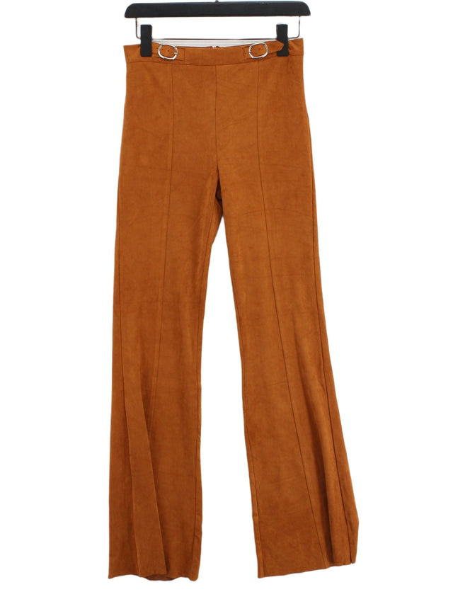 Bershka Women's Suit Trousers S Brown Polyester with Elastane