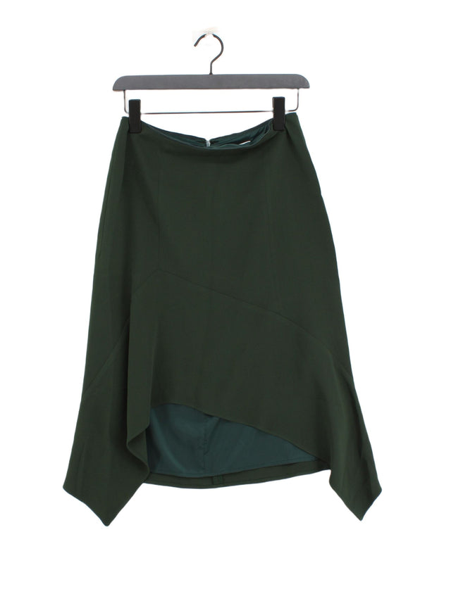 Reiss Women's Midi Skirt UK 10 Green Viscose with Elastane, Polyester