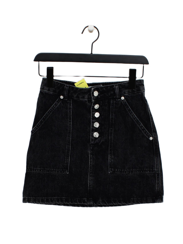 Topshop Women's Mini Skirt UK 4 Black 100% Cotton